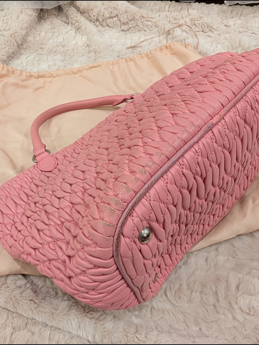 Miu Miu Pink Matelassé Leather Top-Handle Bag - Picture 8 of 10